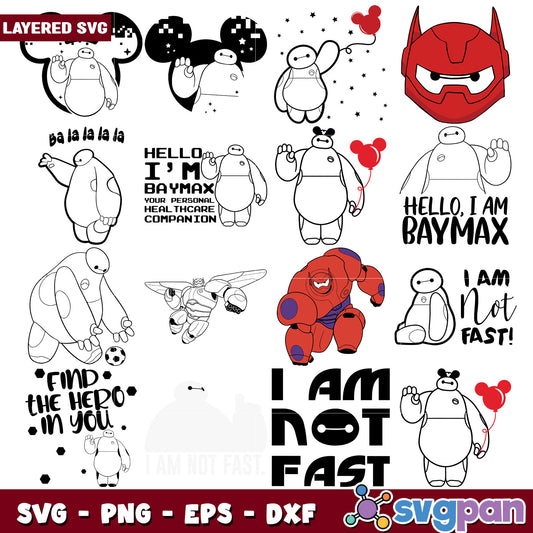 Baymax i am not fast svg bundle