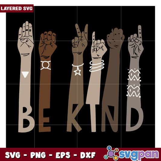 Be Kind Hands SVG Design for Crafting, Ideal for Positive Messages