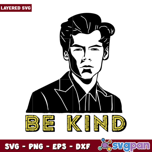 Be Kind SVG Design Featuring Stylish Male Figure, Perfect for Crafts