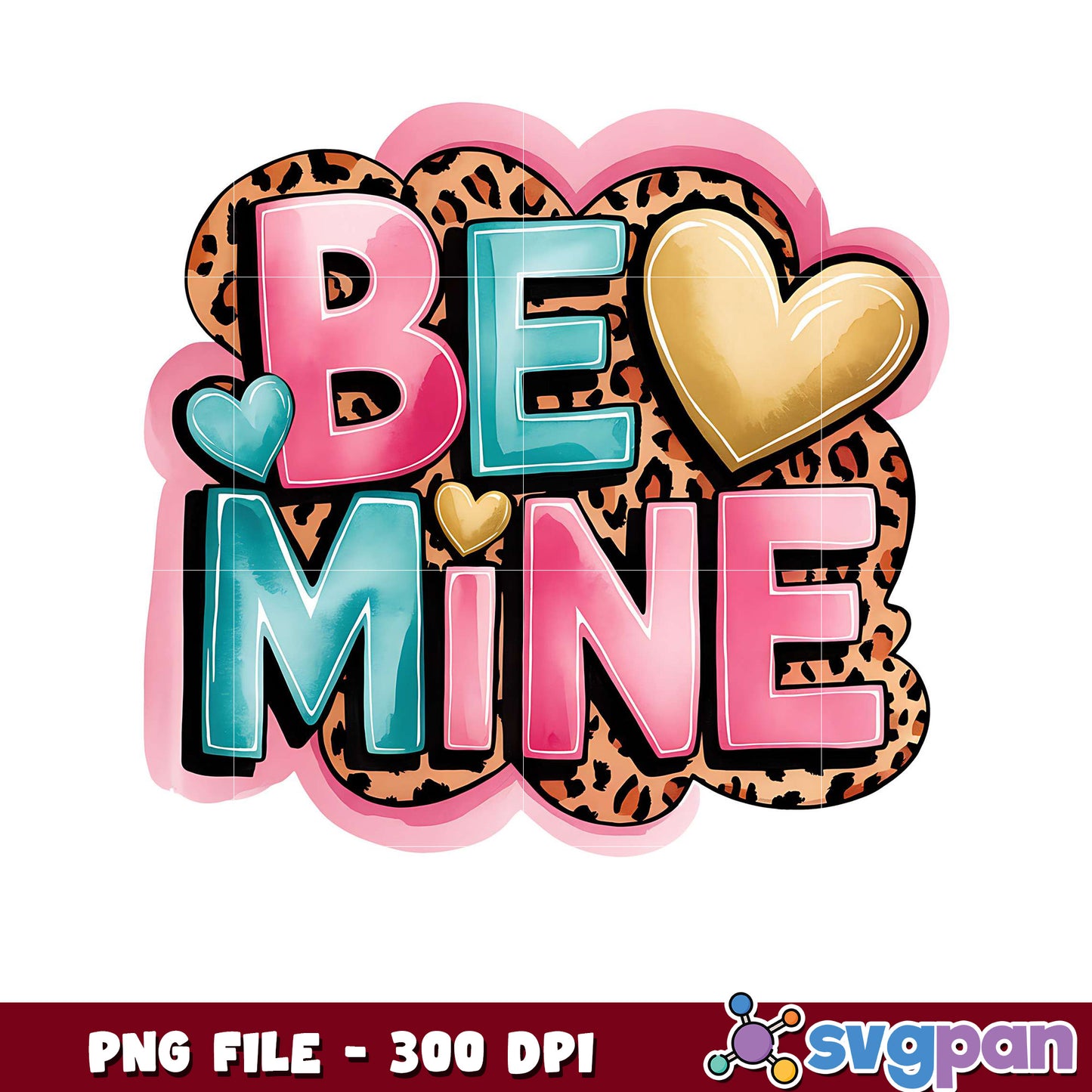 Be Mine Valentine Design, Colorful Leopard Print Style