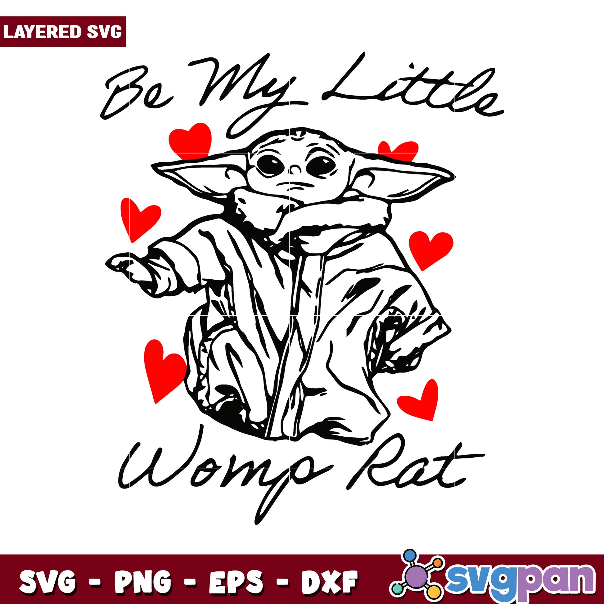 Be My Little Womp Rat, Cute SVG Design with Hearts and Character