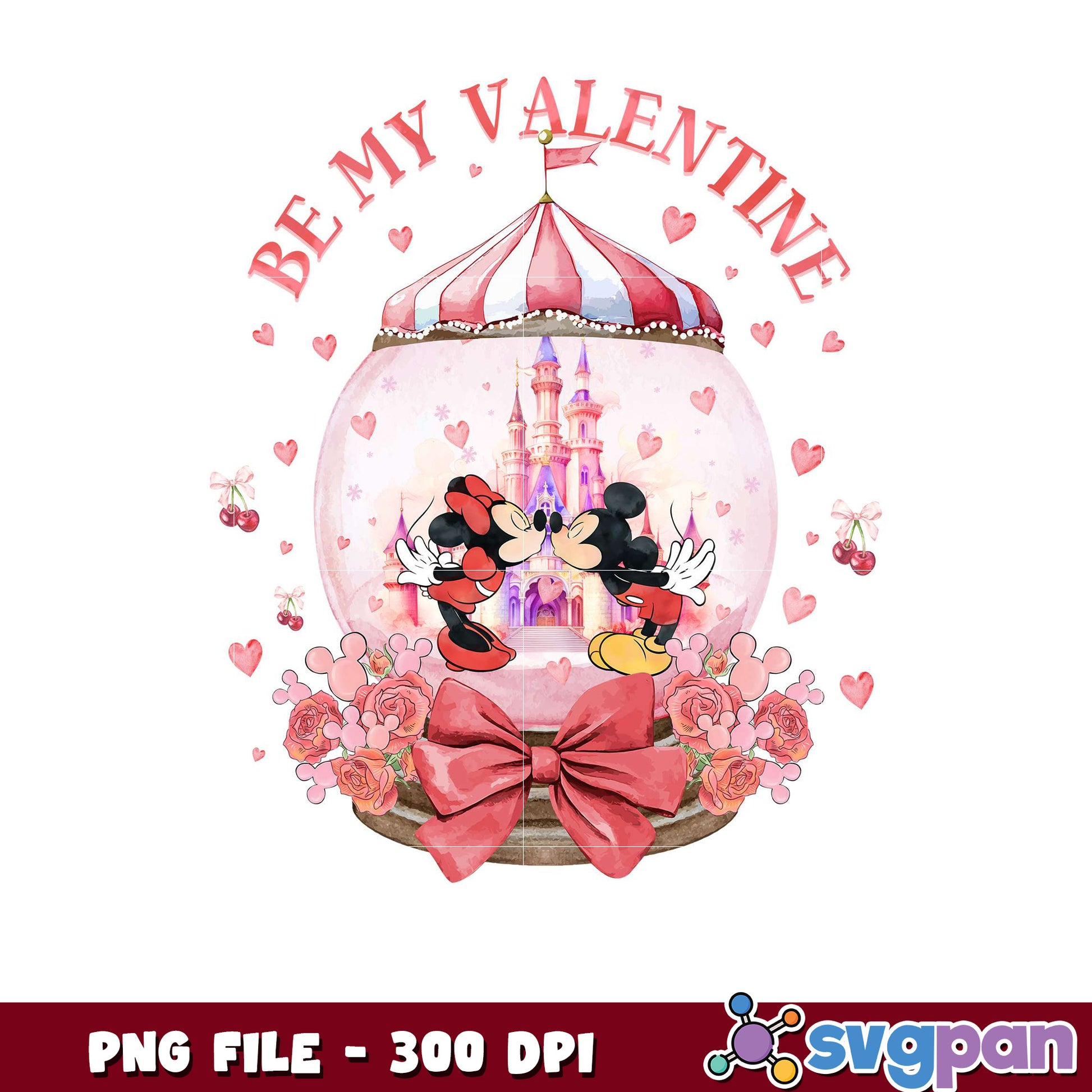 Be My Valentine Mickey and Minnie PNG File 300 DPI