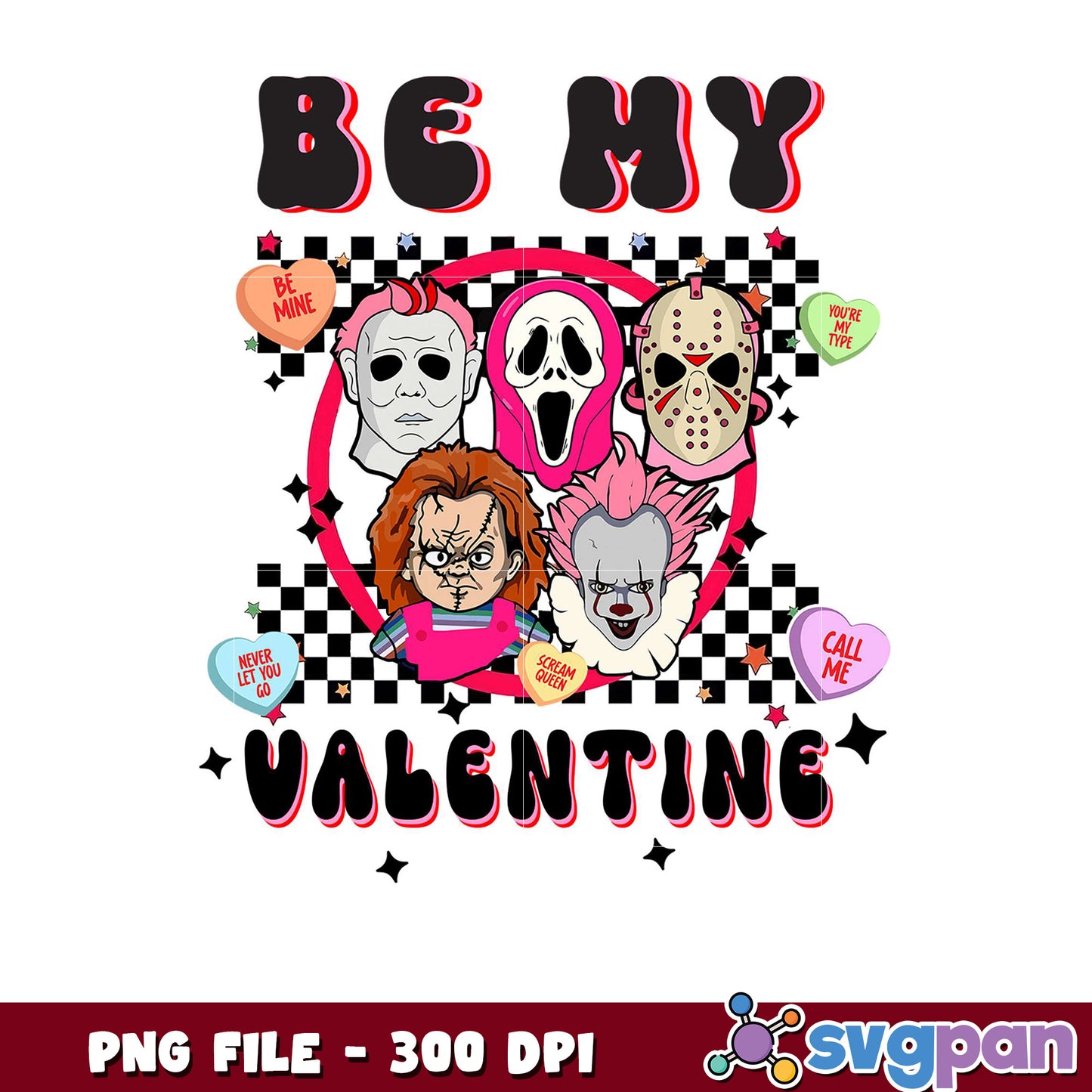 Be My Valentine design for horror lovers, PNG file available