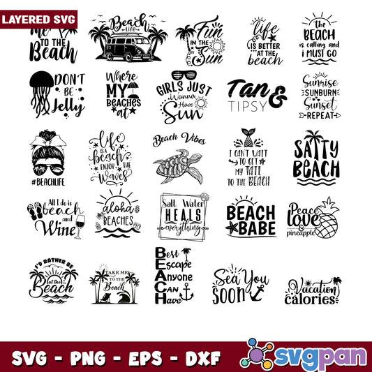 Beach SVG Bundle 20 Layered Designs