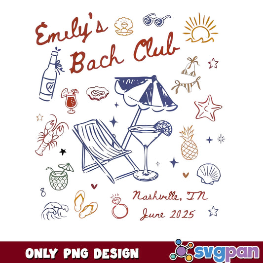 Beach Bachelorette Party PNG, Bach Club Bride Squad PNG, Summer PNG