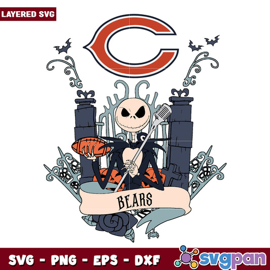 Bears jack halloween svg, chicago bears pumpkin design svg, halloween nfl team svg