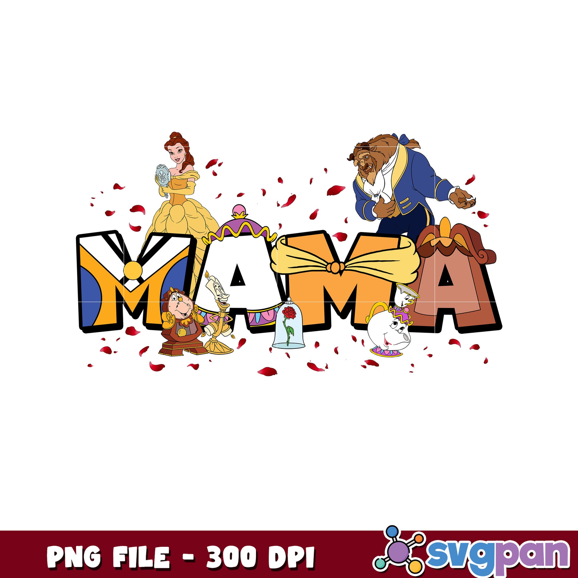 Beauty and the Beast Mama PNG 300 DPI