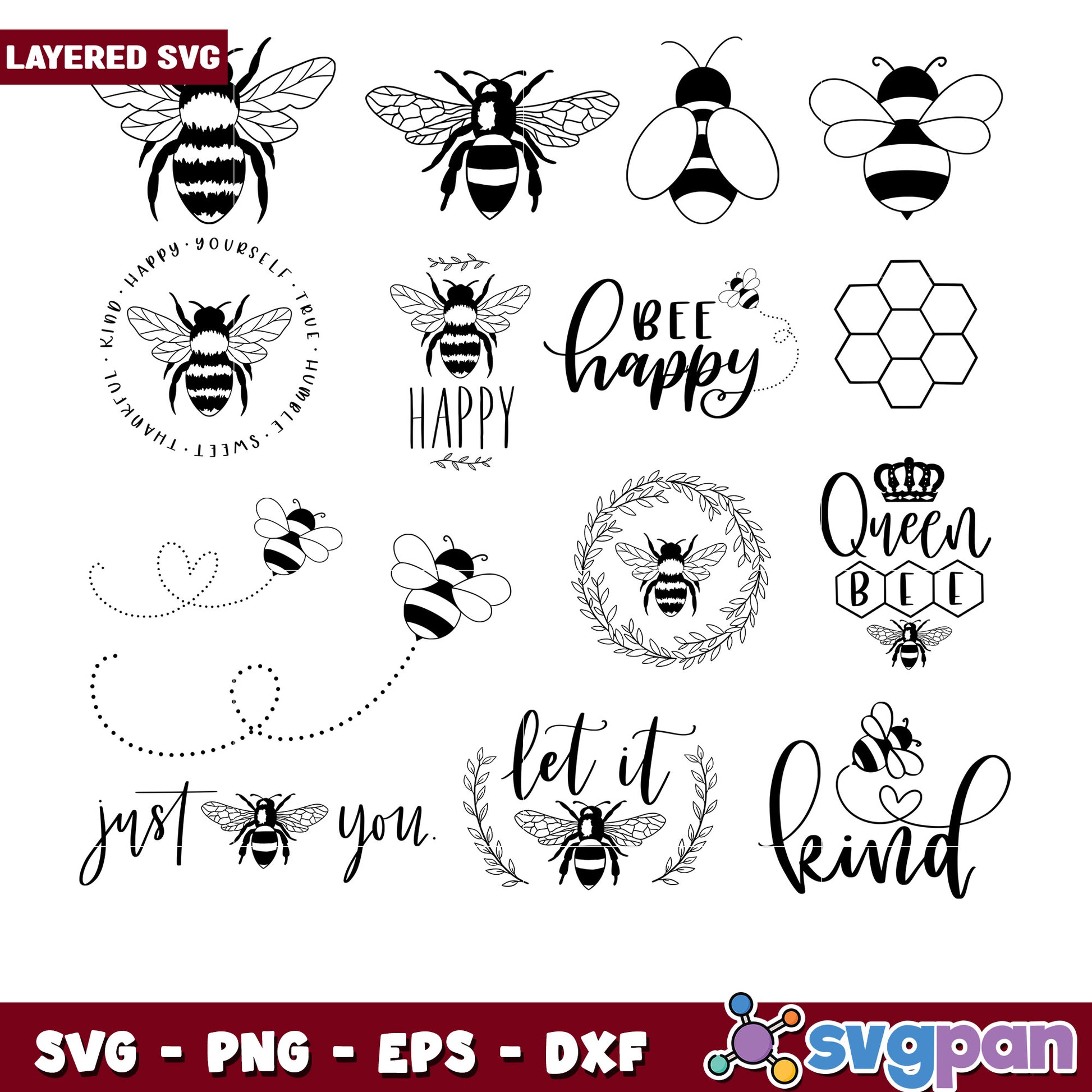 Bee SVG Bundle Layered Designs