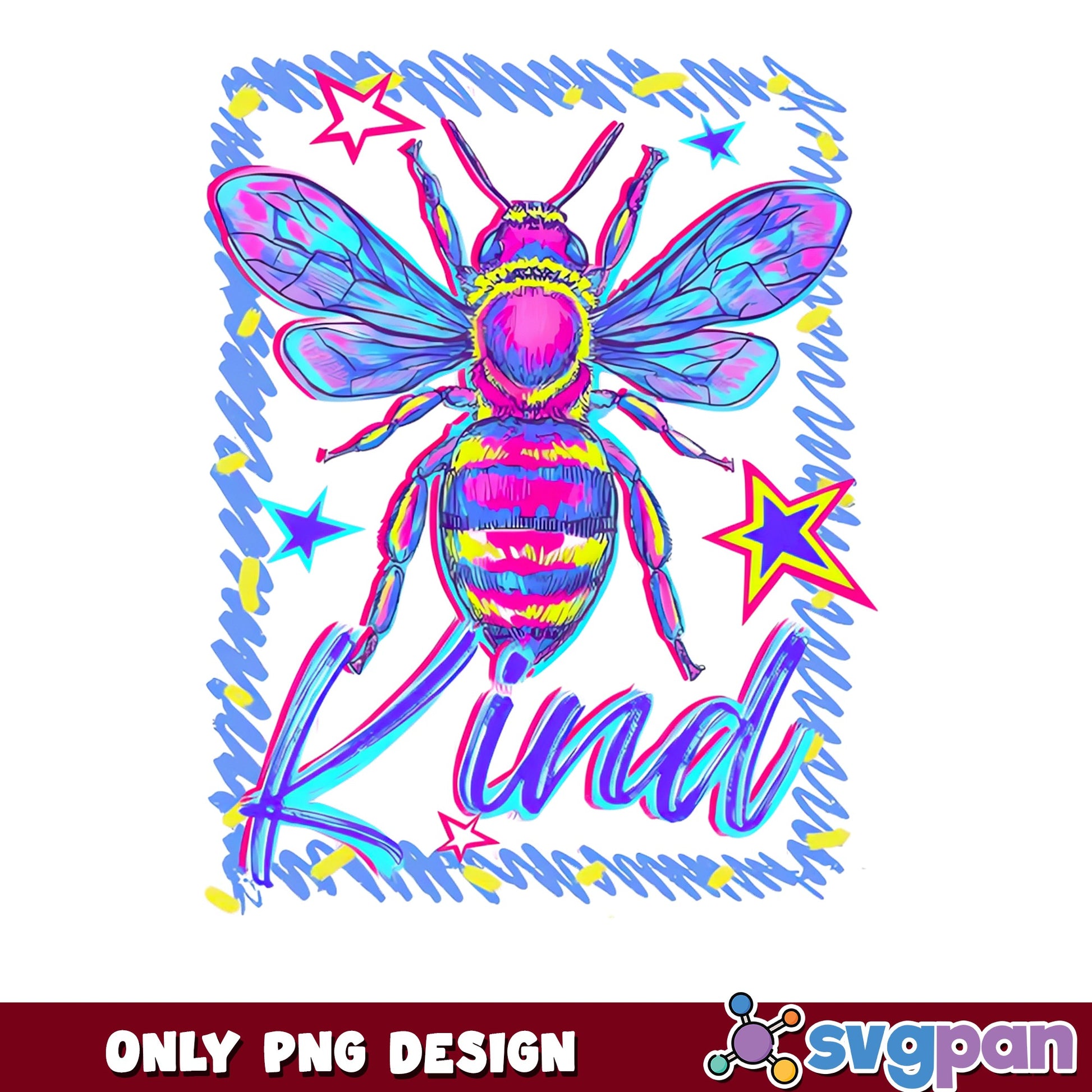 Bee Kind Colorful Retro PNG, Bumble Bee PNG, Be Kind PNG