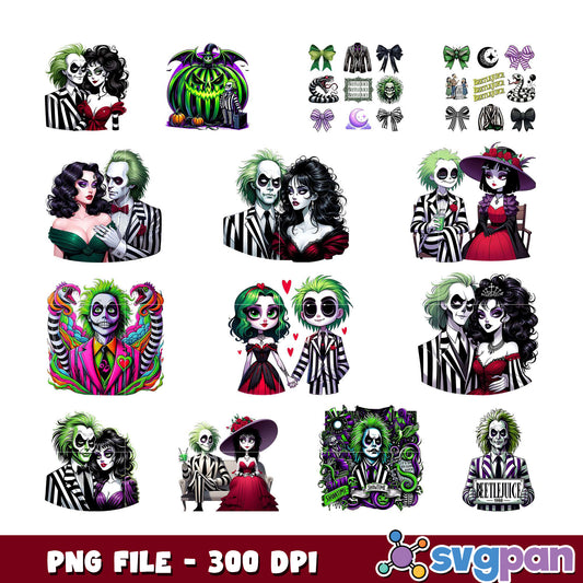 Beetlejuice PNG Bundle 12 Designs, 300 DPI