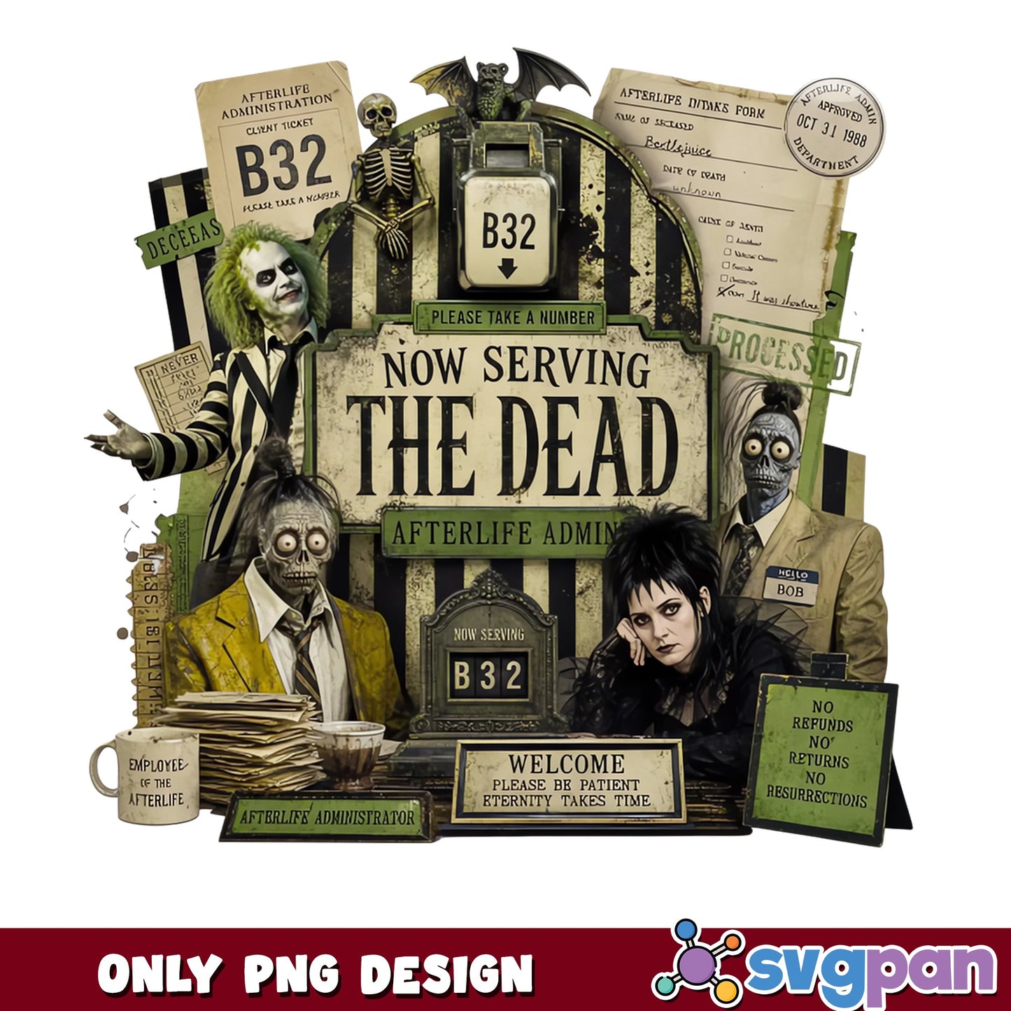 Beetlejuice Afterlife Admin PNG, Halloween PNG, Horror PNG