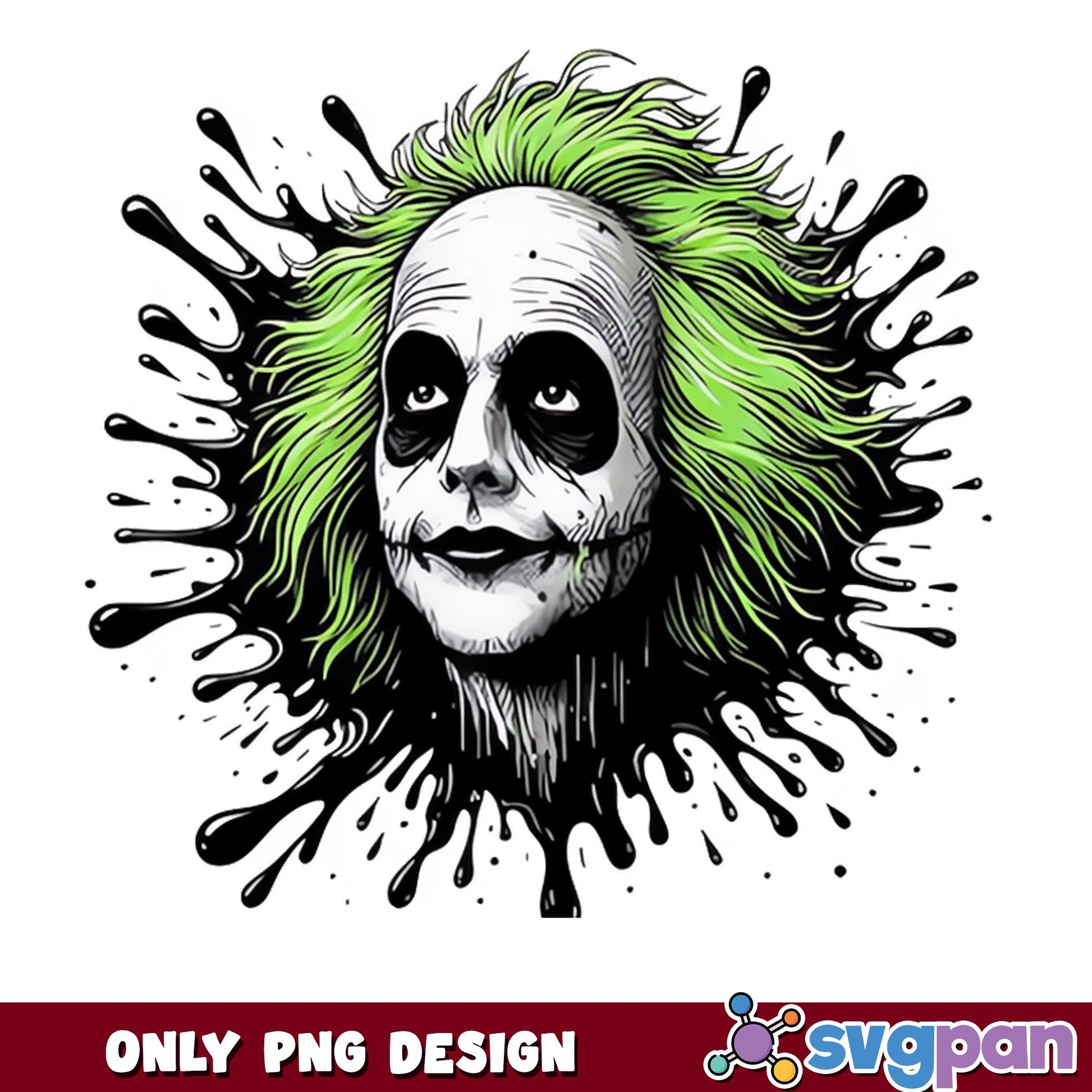 Beetlejuice Horror Face PNG, Halloween Ghost PNG, Spooky PNG