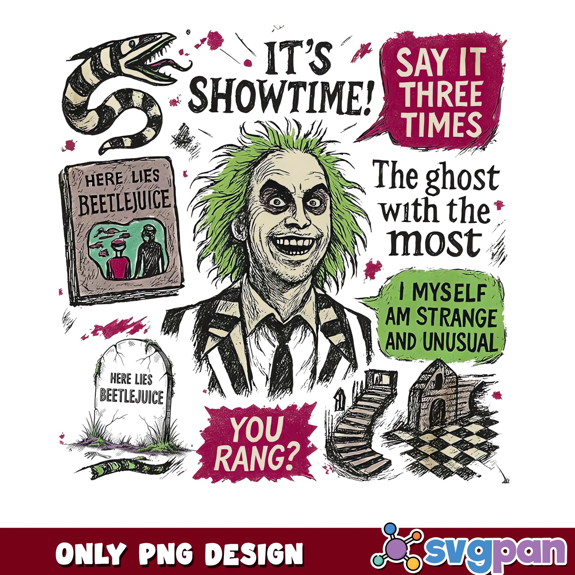 Beetlejuice Its Showtime PNG, Ghost With The Most PNG, Halloween PNG