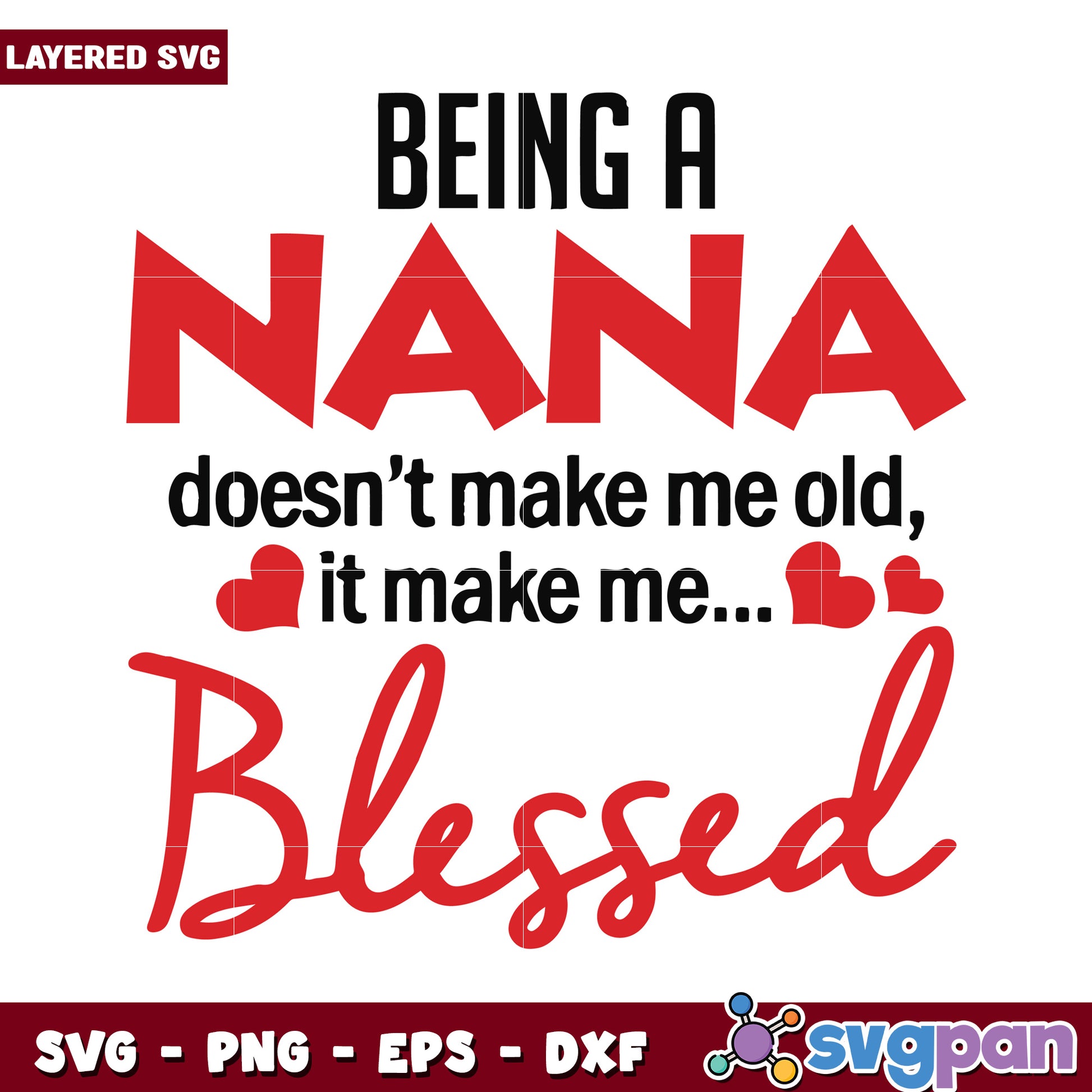 Being a Nana doesn't make me old, it makes me blessed SVG design