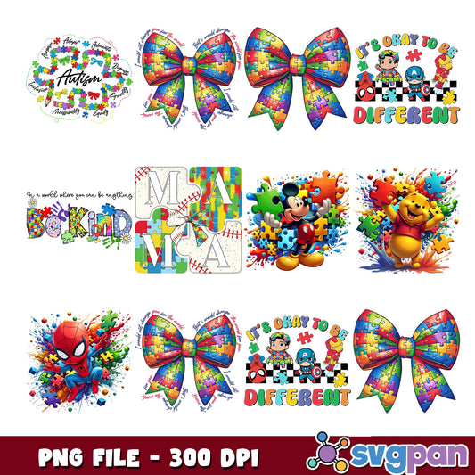 Be kind to autism png bundle