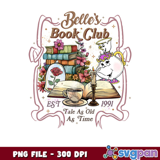 Belle Book Club PNG 300 DPI Sublimation Design