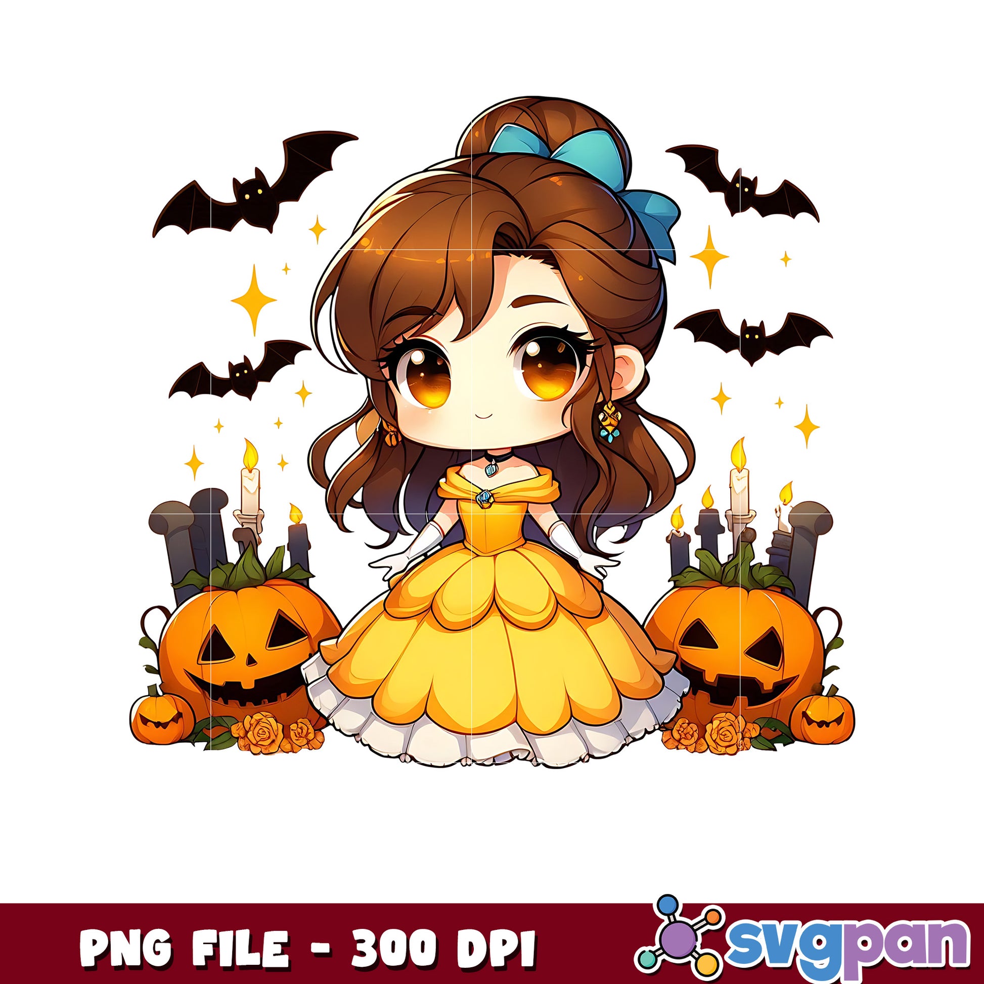 Belle princess halloween png, spooky season png, halloween cartoons png
