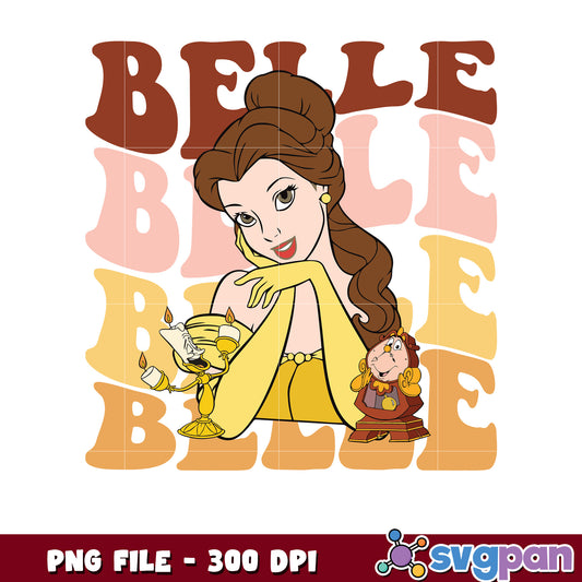 Belle princess png, disney beauty and the beast png, cute belle character design png