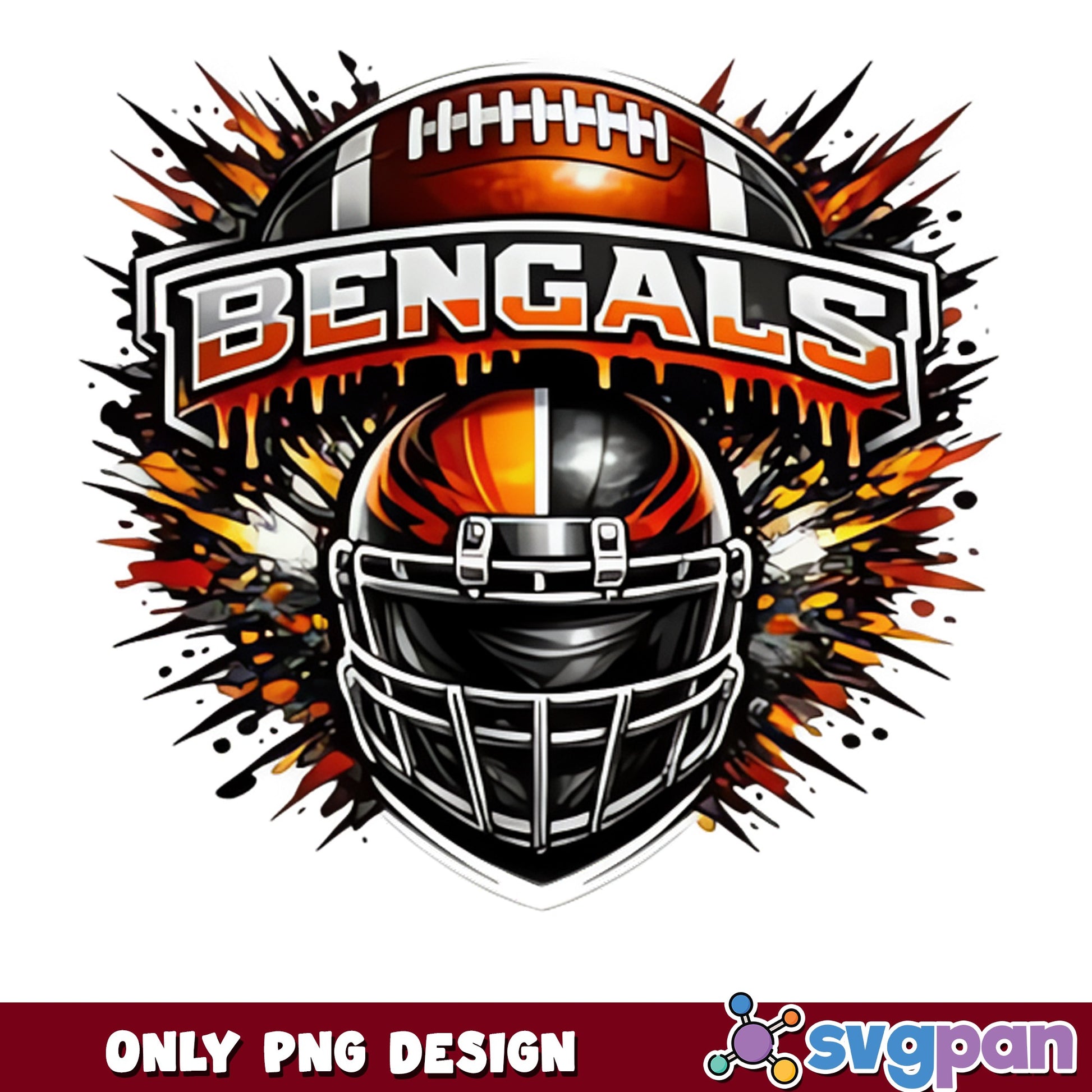 Bengals Football Helmet Drip PNG, NFL Team PNG, Football PNG