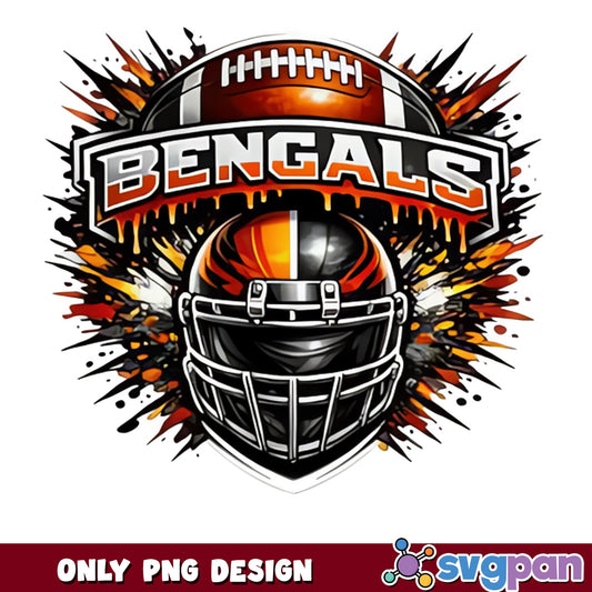 Bengals Football Helmet Drip PNG, NFL Team PNG, Football PNG