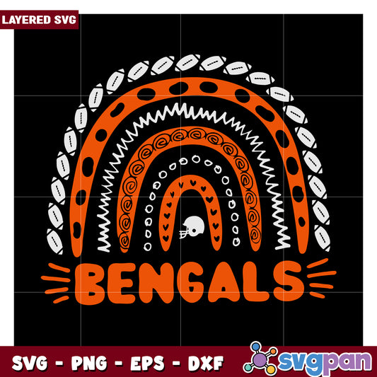 Bengals layered SVG design for crafting, vibrant colors and patterns