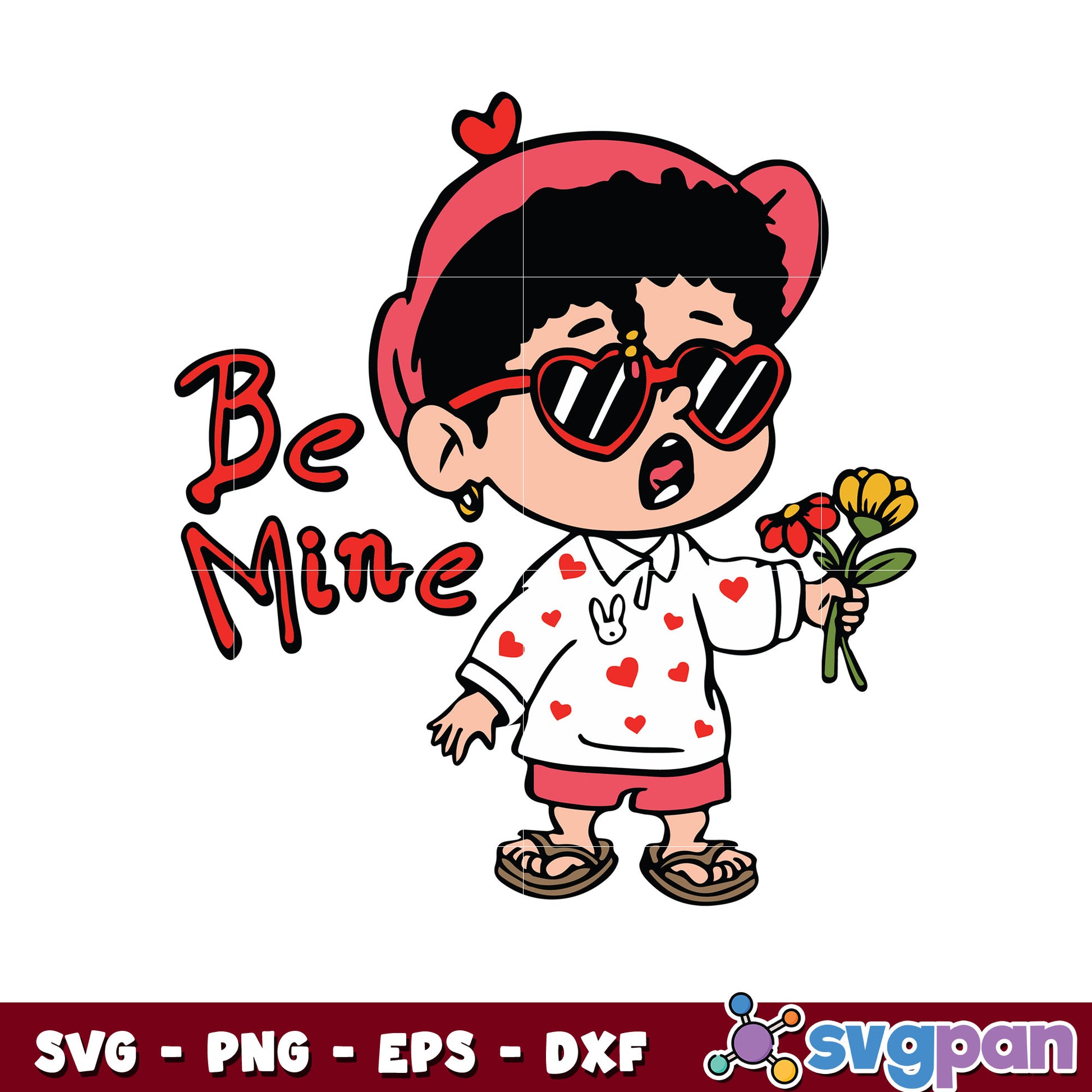 Benito bad bunny be mine valentine file svg, benito bad bunny svg