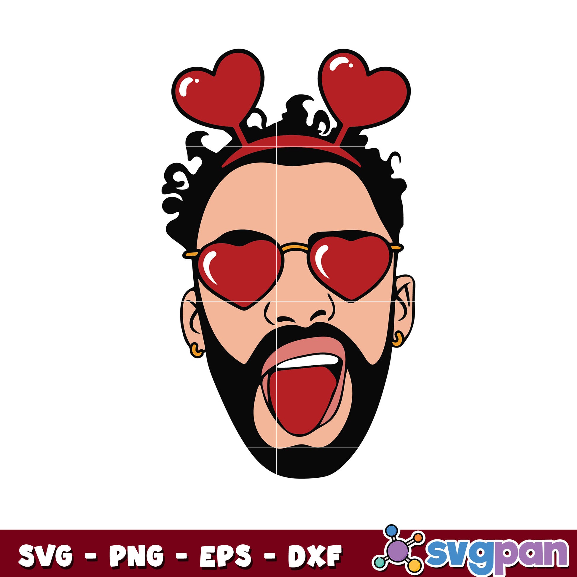 Benito bad bunny valentine head svg, bad bunny benito svg