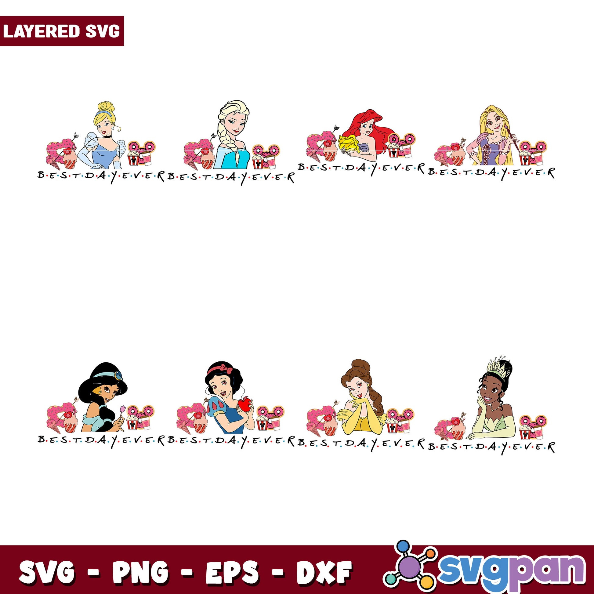 Best Day Ever Princess Bundle SVG Layered Design