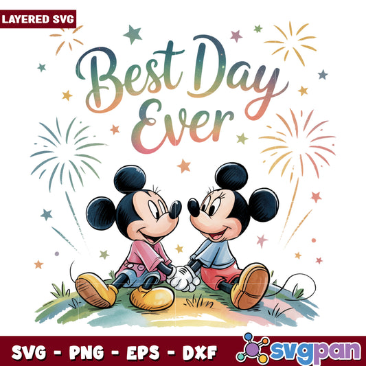 Best day ever mickey and minnie png, summer time png, disneyland holiday png