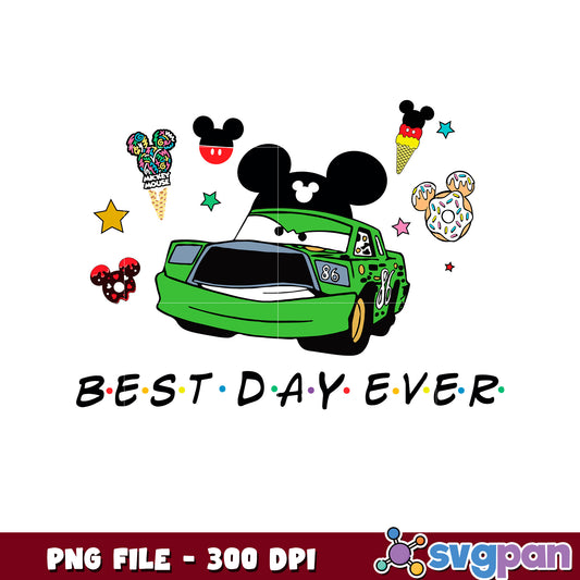 Best day ever png, disney tickets png,  green cars disney png