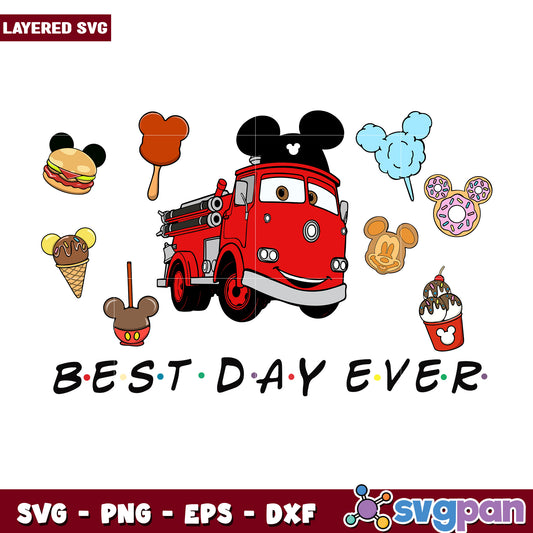 Best day ever png, mickey mouse characters png, cars movie png
