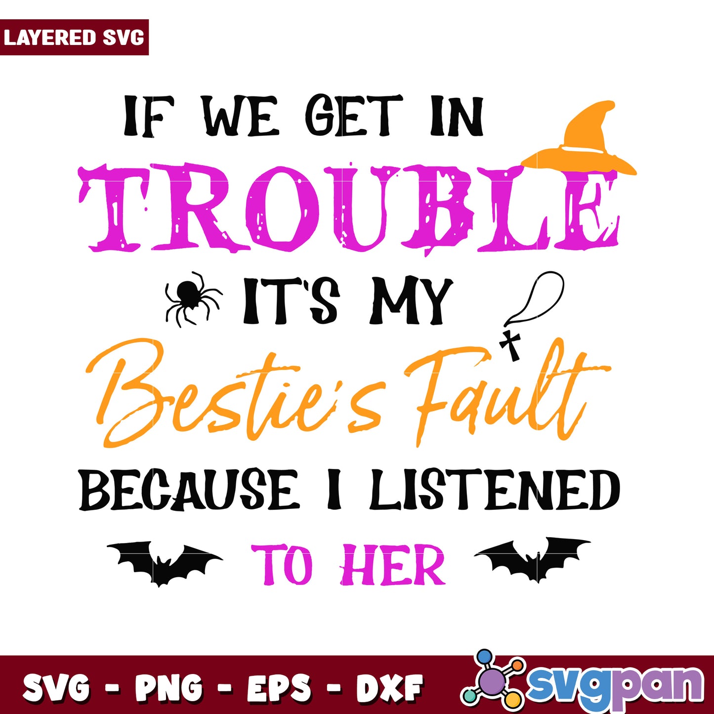 Besties Fall SVG Design, Fun Quote for Halloween Crafts