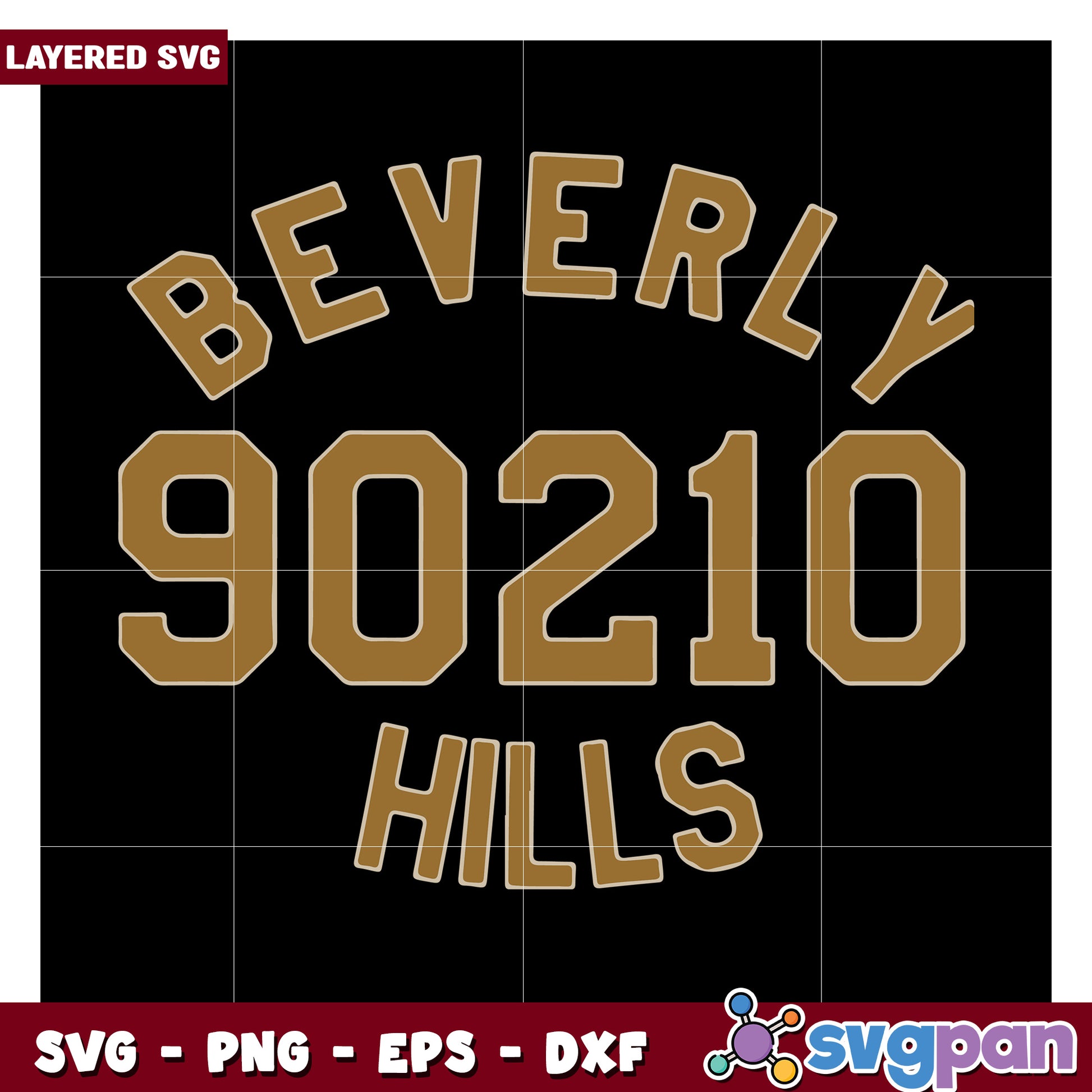 Beverly Hills 90210 Layered SVG Design, Perfect for Craft Projects