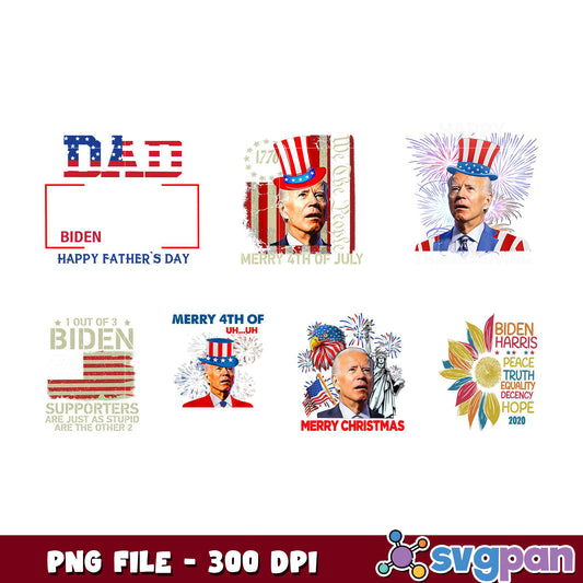 Biden PNG Bundle Father's Day, 4th of July, Christmas