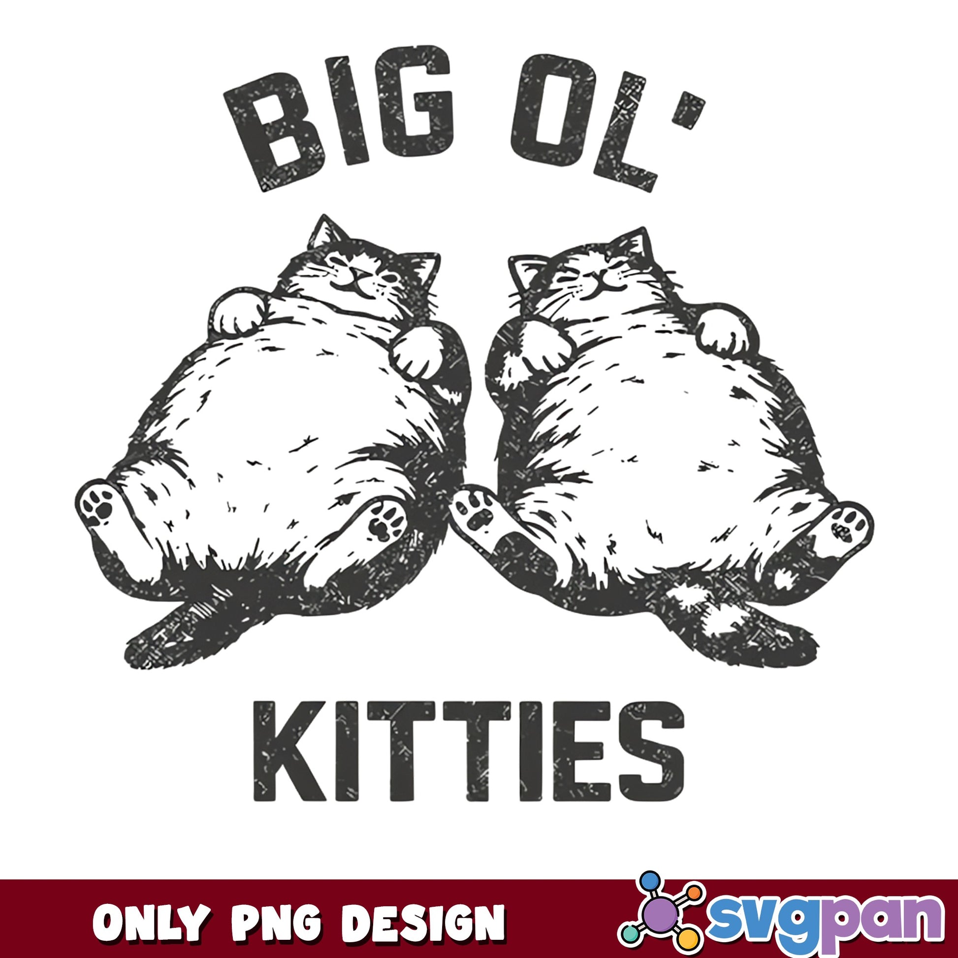 Big Ol Kitties PNG, Funny Fat Cat Shirt Design, Cat Lover PNG