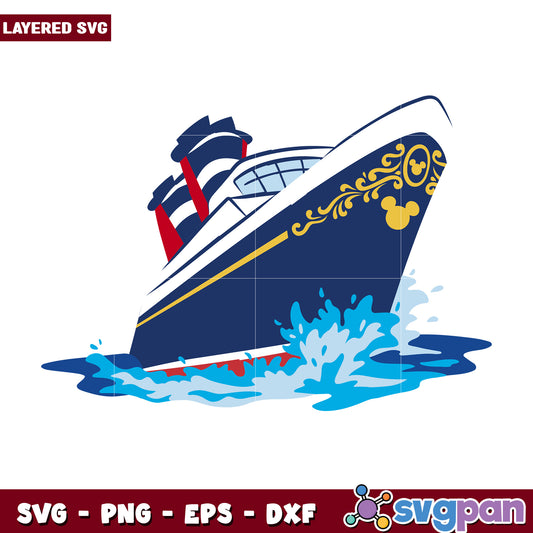 Big cruise ship mickey mouse design svg, disney characters svg, mickey cartoons svg