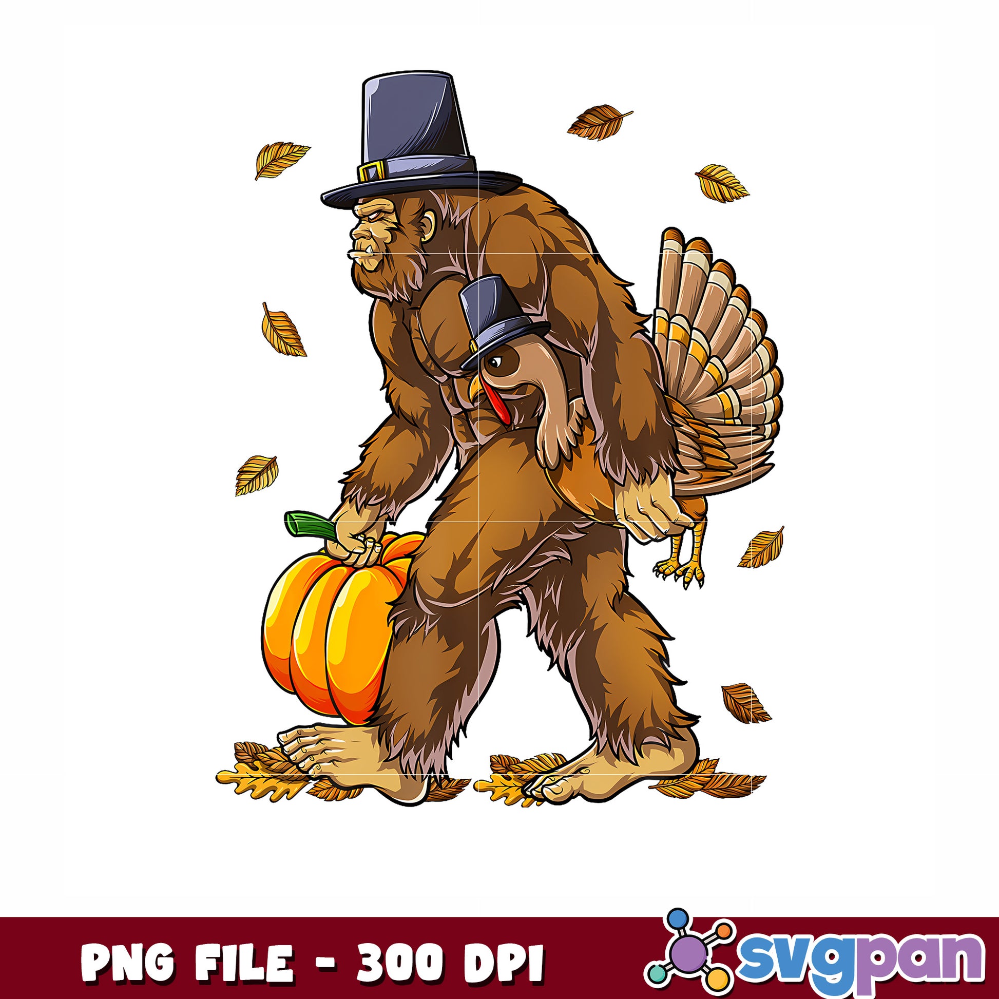 Bigfoot and turkey png, funny animals png, bigfoot png