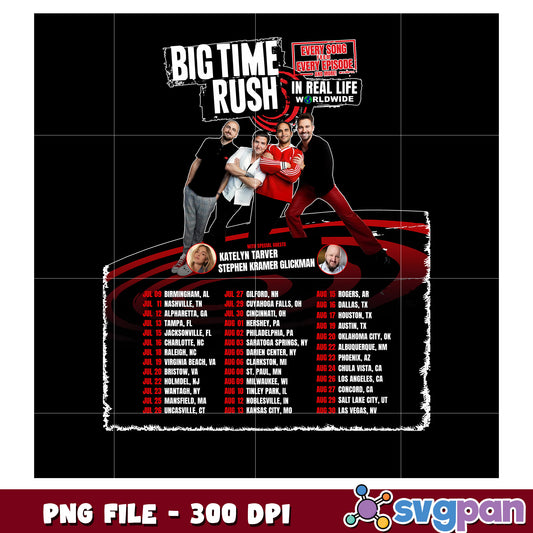 Big time rush tour 2025 black png, band merch png, concert design png