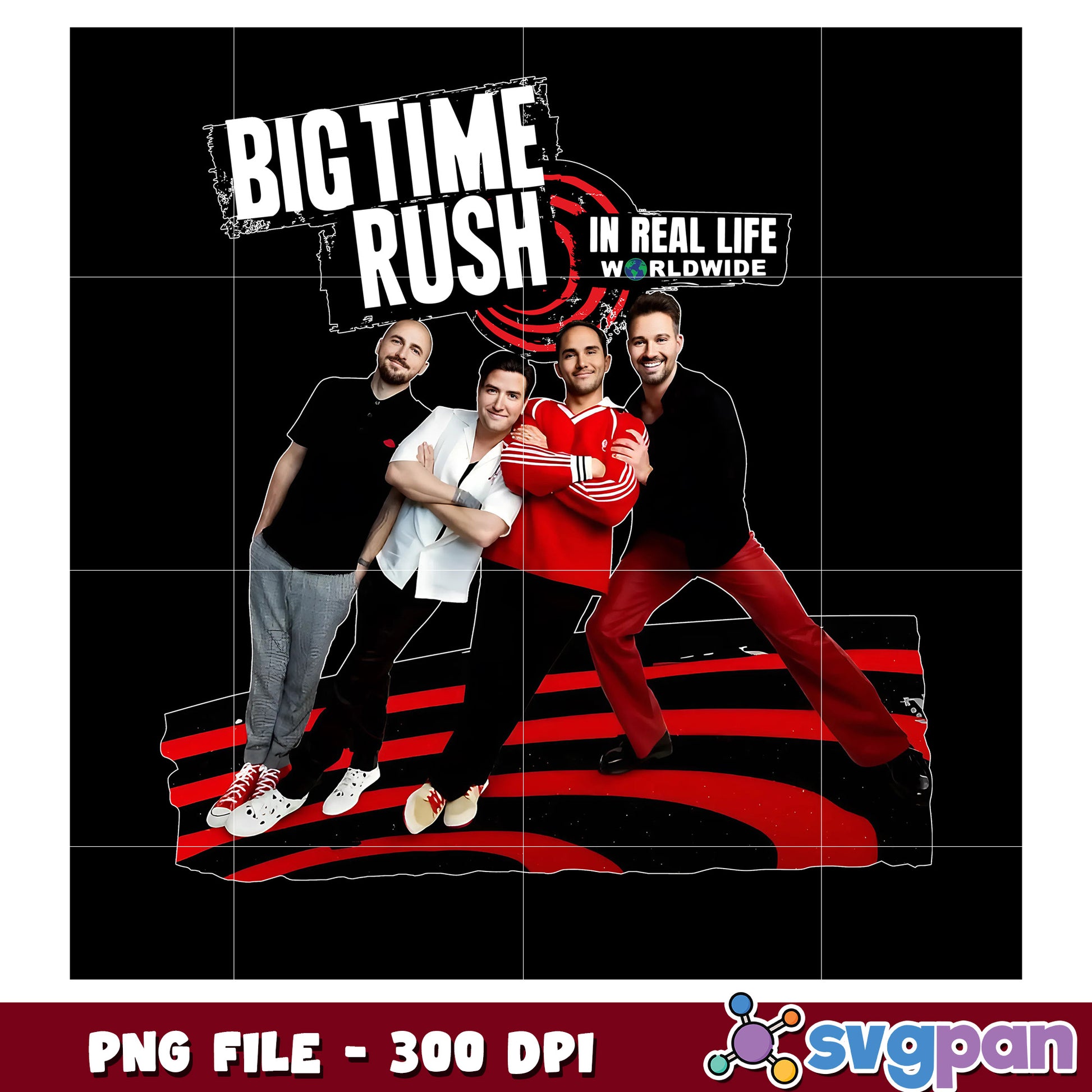 Big time rush tour 2025 song front white png, band merch png