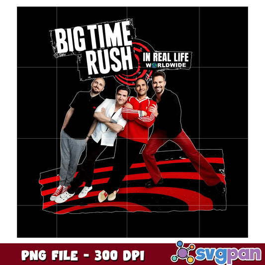 Big time rush tour 2025 song front white png, band merch png