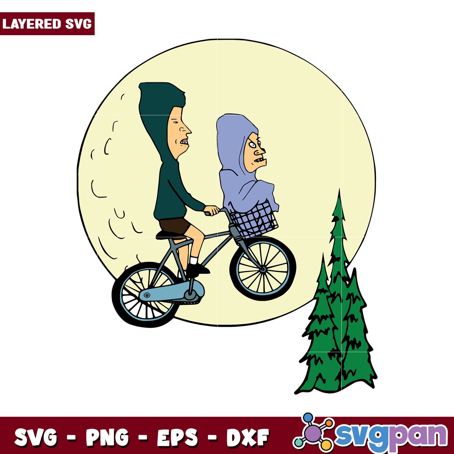 Biking in the Moonlight SVG Design, Perfect for Craft Projects