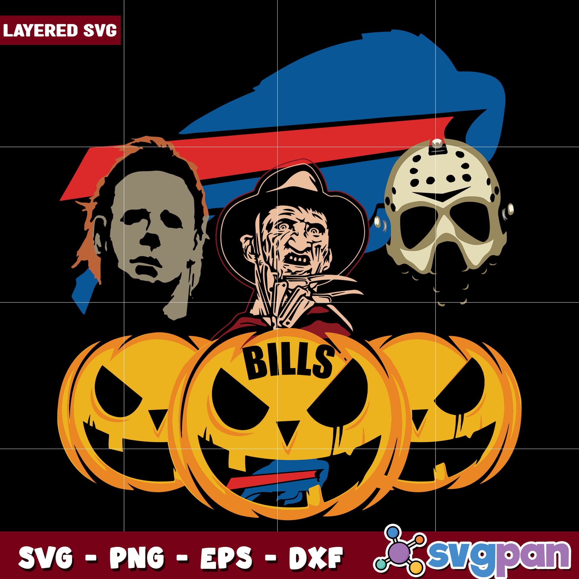 Bills halloween svg, buffalo bills spooky design svg, halloween nfl team svg