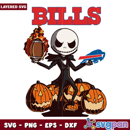 Bills jack nfl svg, buffalo bills halloween svg, spooky jack o'lantern football svg