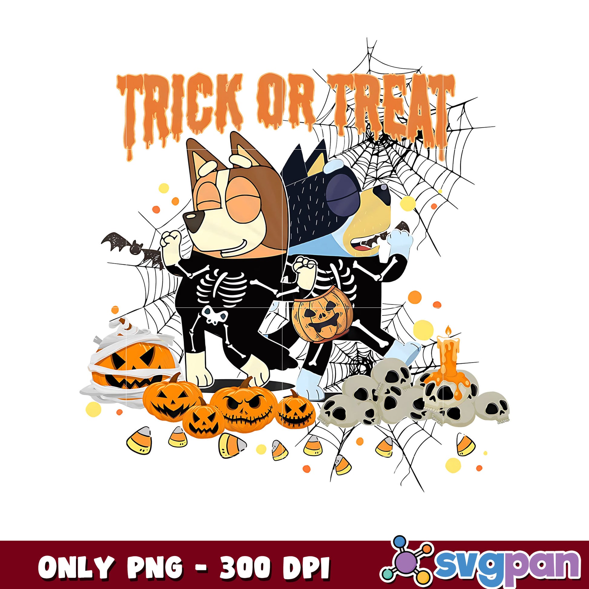 Bingo bluey trick or treat png, bluey and bingo png, cartoon png