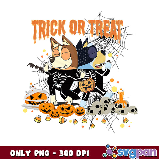 Bingo bluey trick or treat png, bluey and bingo png, cartoon png