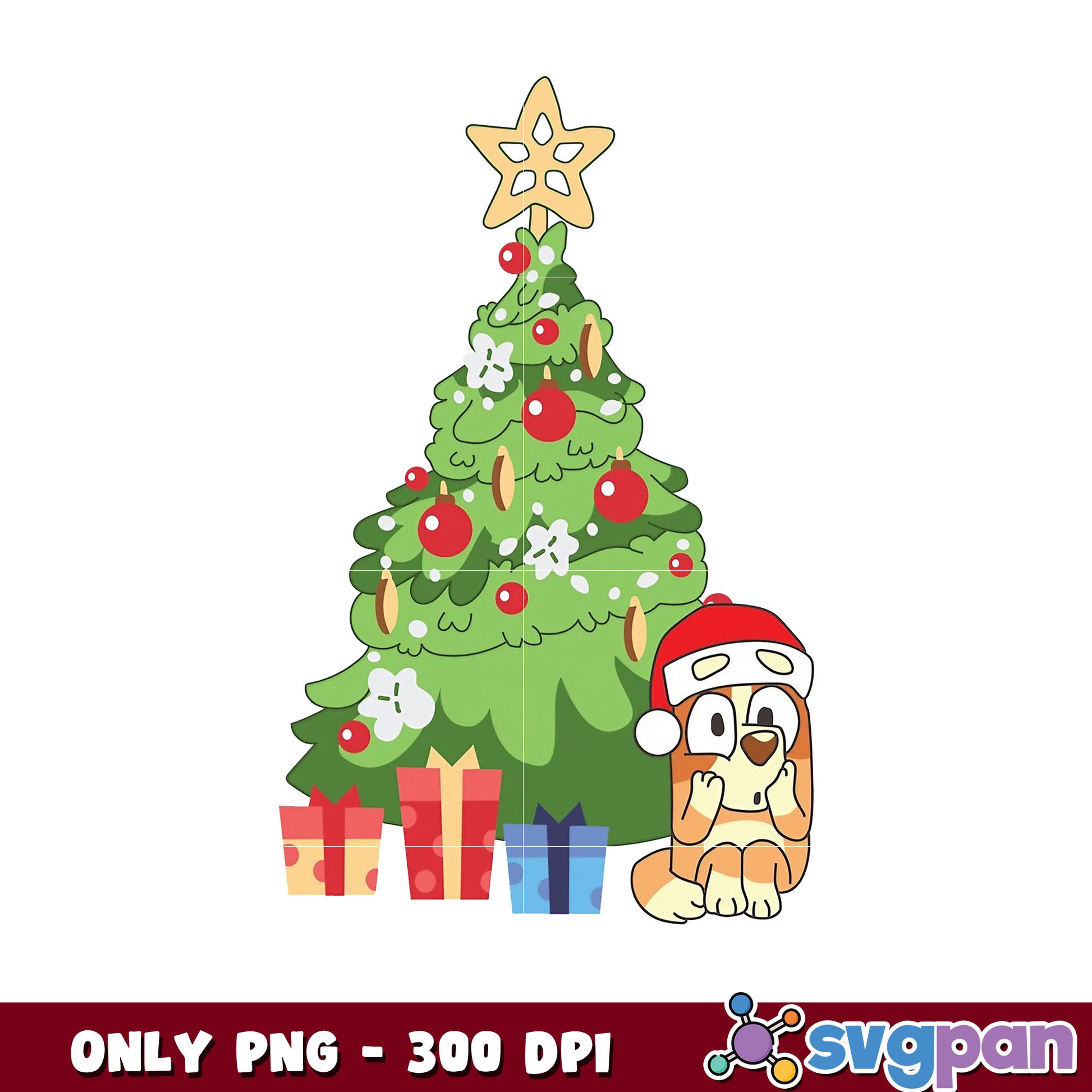Bingo christmas tree png, lights christmas png, bluey christmas png