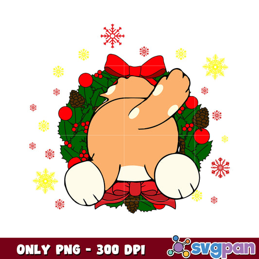 Bingo dog christmas wreath png, christmas bow tie​ png, bluey png