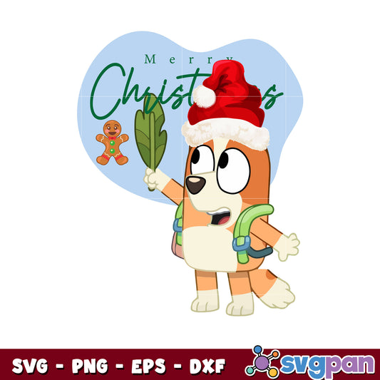 Bingo dog mery christmas hat svg, bingo christmas svg, bluey christmas svg