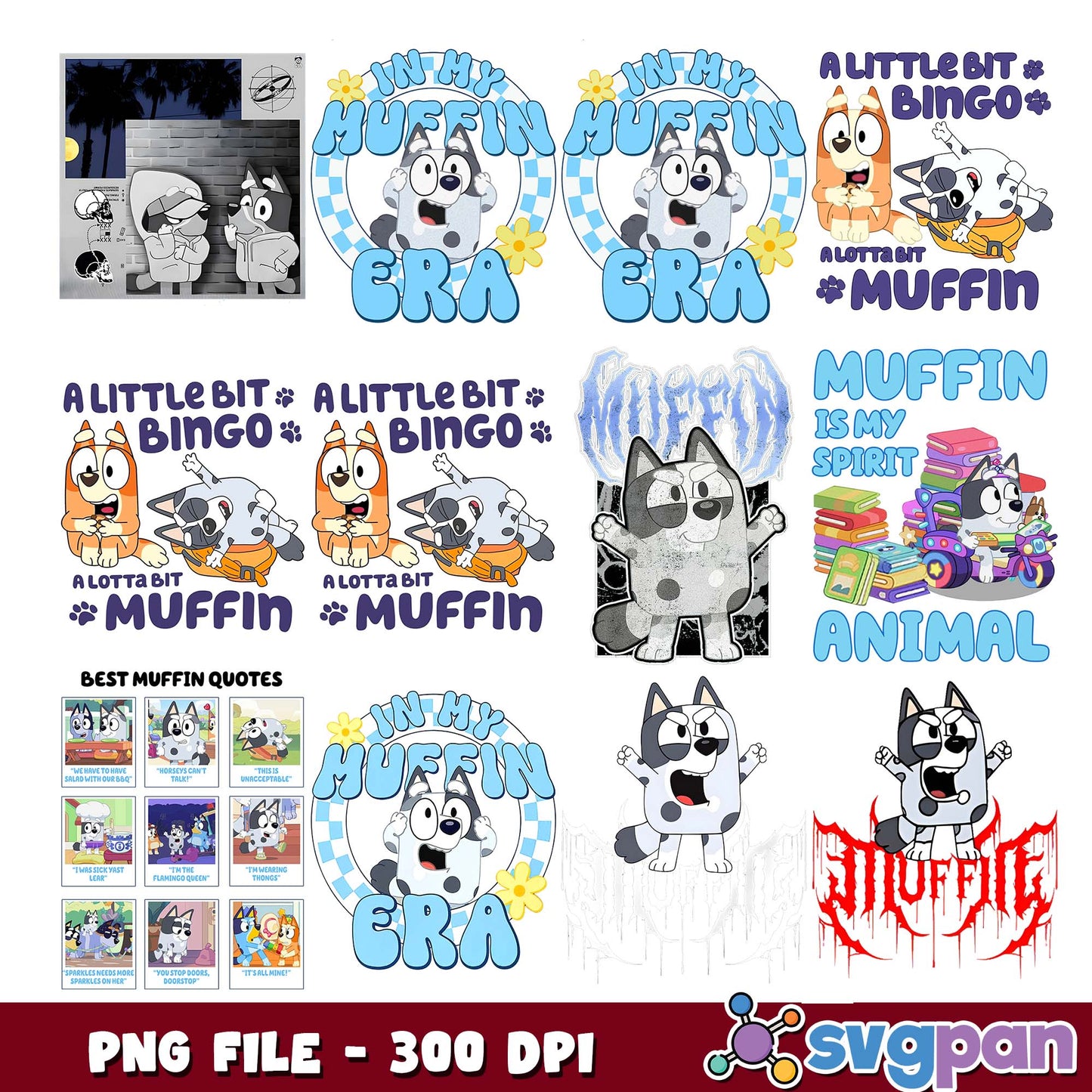 Bingo muffin bluey png bundle