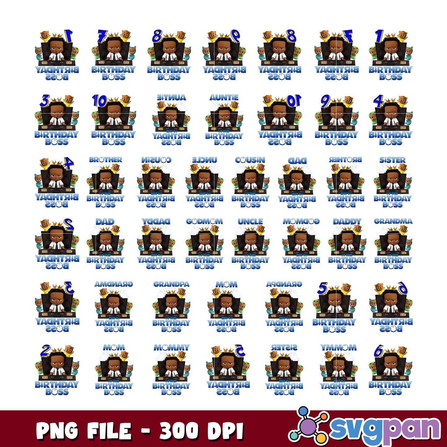 Birthday Boss Baby PNG Bundle - 300 DPI